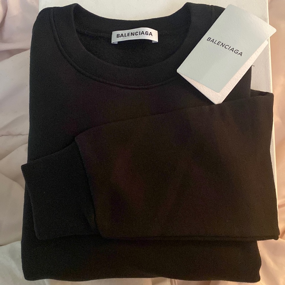 Authentic Balenciaga classic black crew neck womens size small new with tags